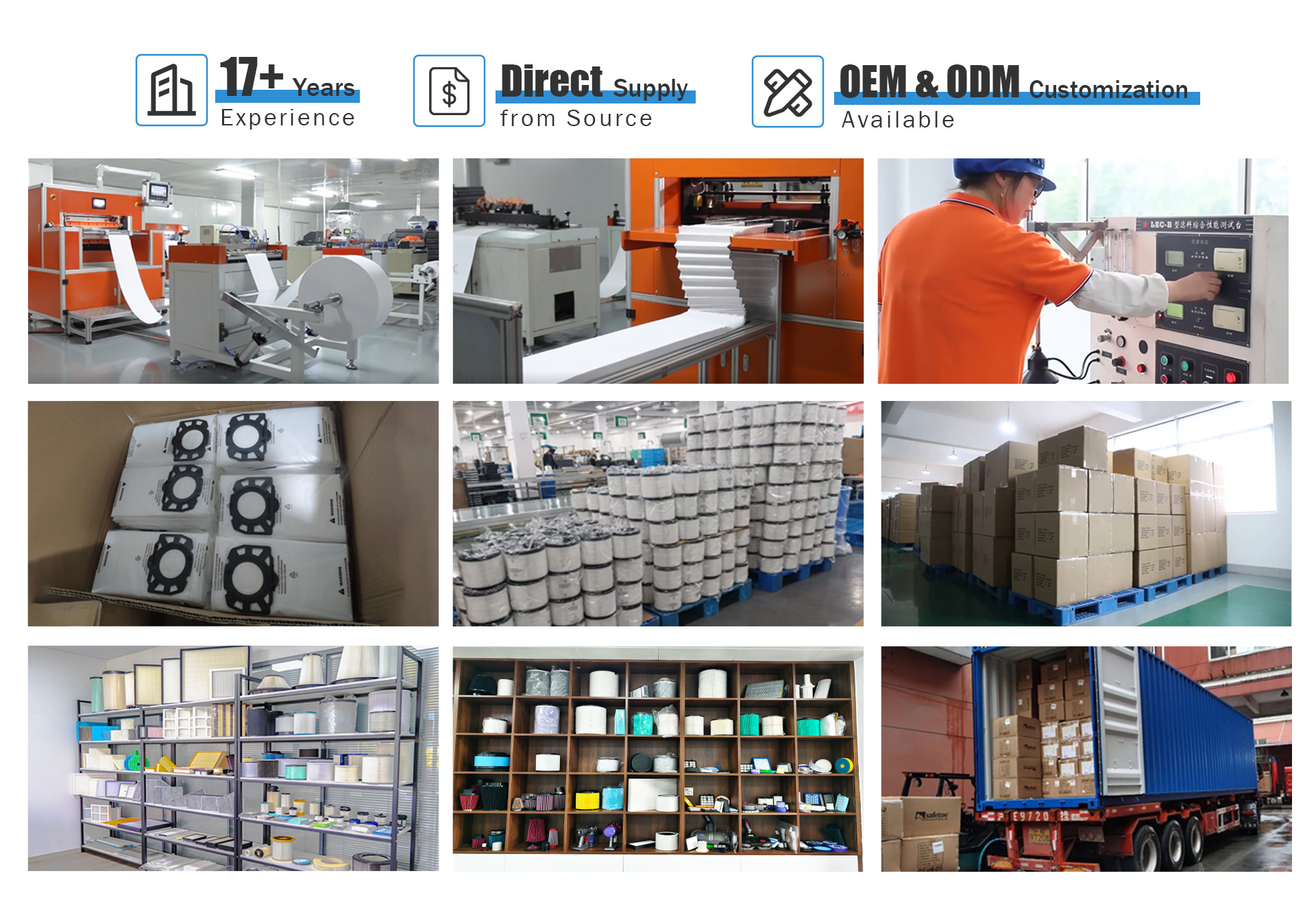 17 years experience filter supplier Blue Sky Filter 17 años de experiencia como proveedor de filtros Blue Sky Filter