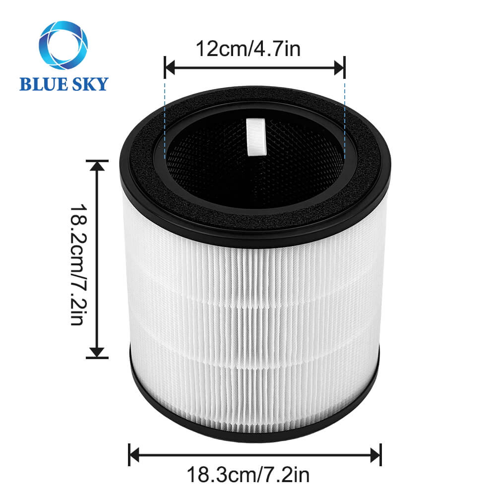 Size of 3-in-1 HEPA Filter Activated Carbon Filter Replacement for Bosch Air 2000 Air Purifier Tamaño del filtro HEPA 3 en 1 de repuesto de filtro de carbón activado para purificador de aire Bosch Air 2000