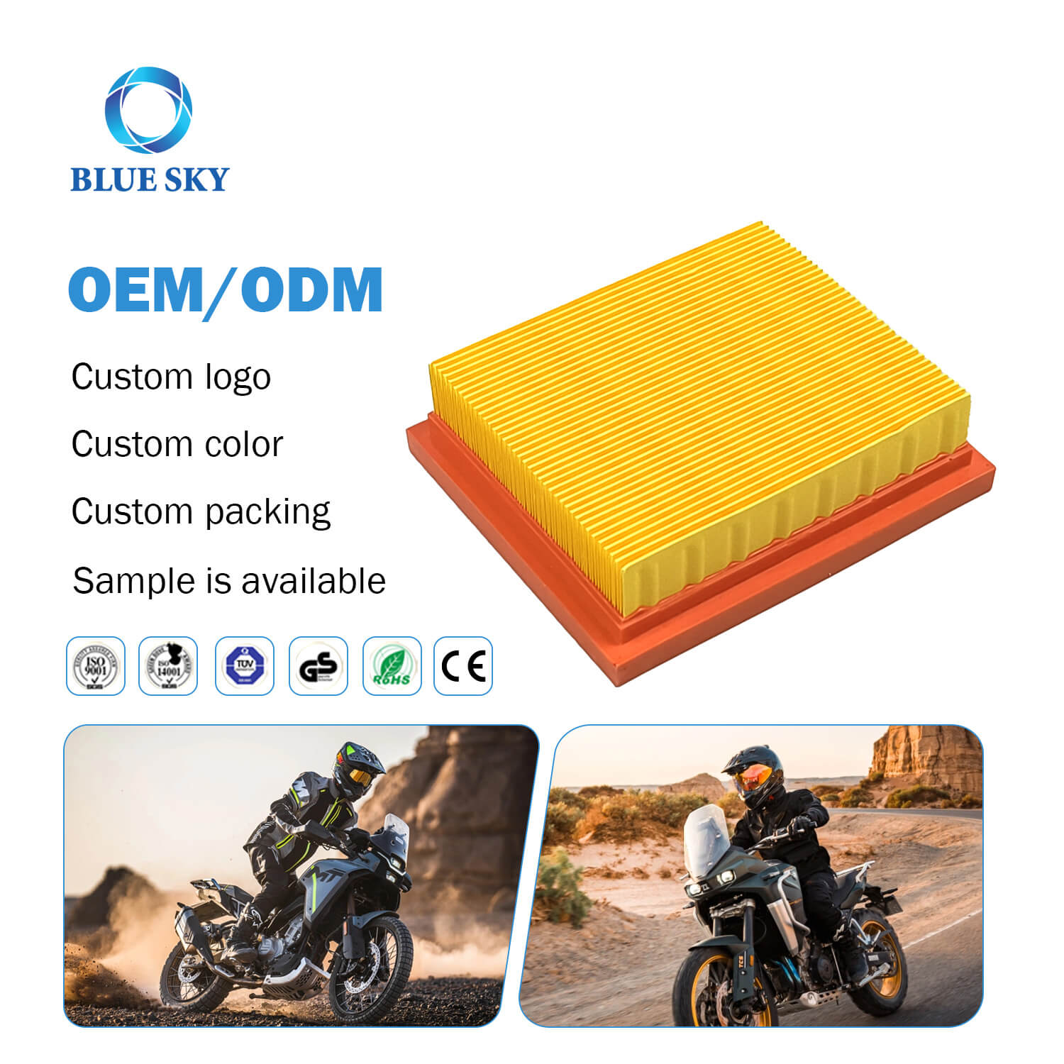 OEM ODM 17211-KRE-9000 Motorcycle Air Filter Replacement for Honda NXR125 XR125 XR125L (2003–2010) OEM NXR125 XR125 XR125L (2003–2010)