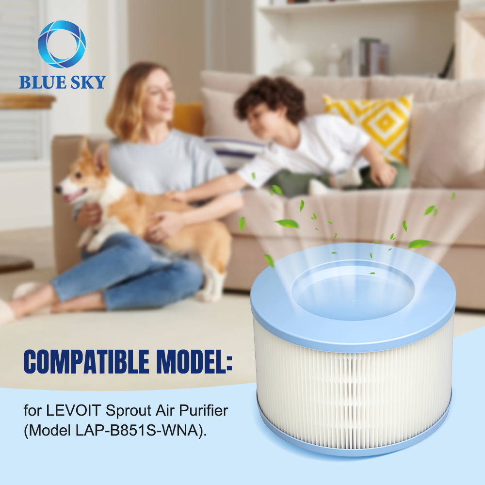 H13 Grade 3-in-1 Filter LAP-B851S Filter Replacement for LEVOIT Sprout Air Purifier Reemplazo de filtro LAP-B851S de filtro 3 en 1 de grado H13 para purificador de aire LEVOIT Sprout
