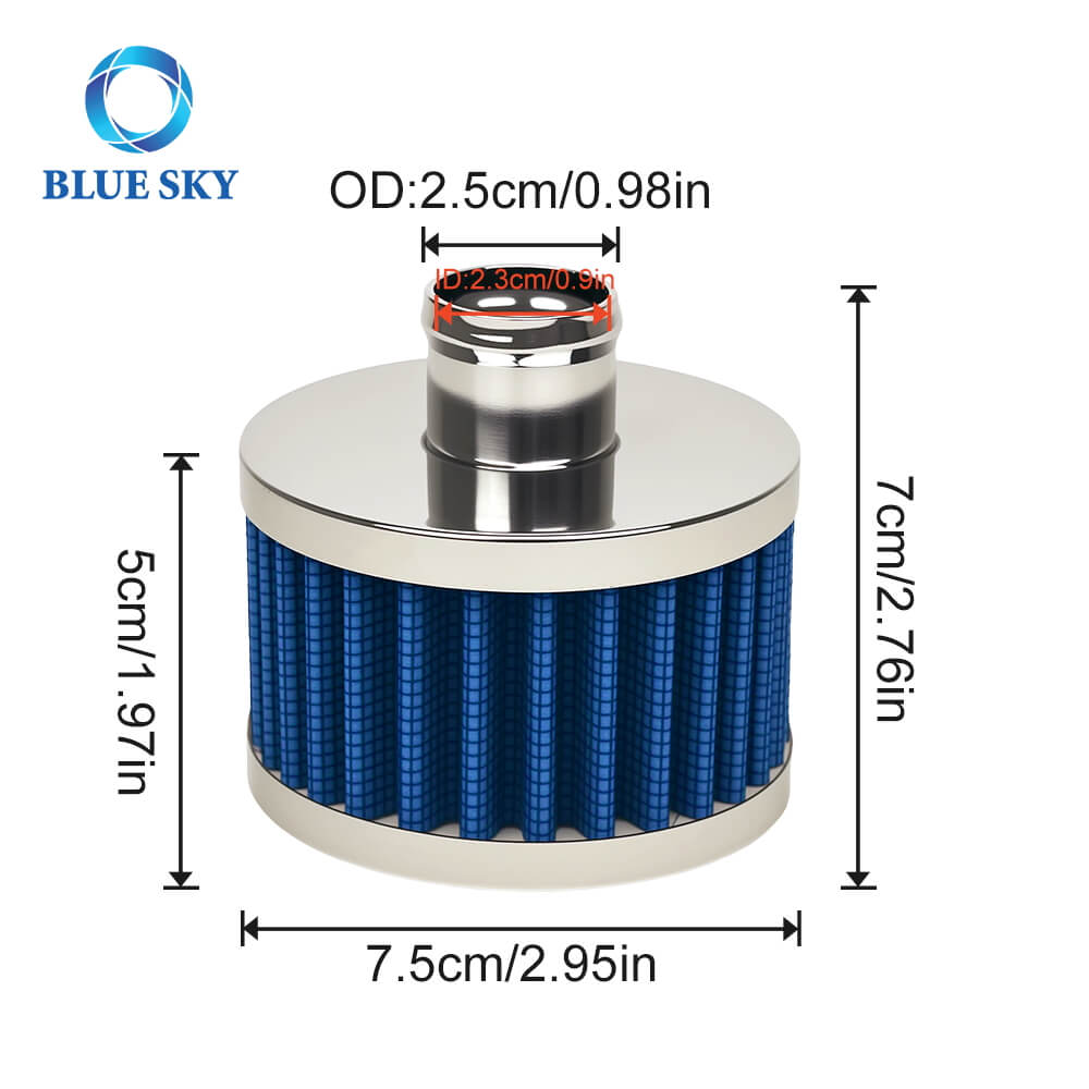 Size of 23MM High Flow Air Filter Cold Breather Turbo Vent Cleaner Crankcase Vent Cover Mini Breather Filter Motorcycle AIr Filter tamaño de filtro de aire de alto flujo de 23 mm, respiradero frío, limpiador de ventilación turbo, cubierta de ventilación del cárter, mini filtro de ventilación, filtro de