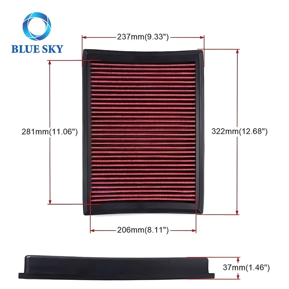 Size of Engine Air Filter 33-2438, K&N Filter Replacement for 2010-2019 Toyota Lexus SUV V6V8 4runner GX460 2010-2019 Tamaño del filtro de aire del motor 33-2438, reemplazo de filtro K&N para