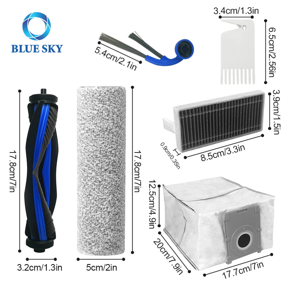 Size of HEPA Filter, Main Brush, Side Brushes, Dust Bag for Ecovacs Deebot T80 Omni T80 Robotic Vacuum Cleaner Tamaño del filtro HEPA, cepillo principal, cepillos laterales, bolsa para el polvo para aspiradora robótica Ecovacs Deebot T80 Omni T80