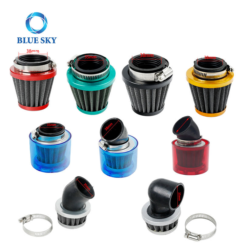 Filtro de aire de motocicleta de carreras de tipo corto de alto flujo personalizado a precio de fábrica, filtro de admisión para piezas de motocicleta