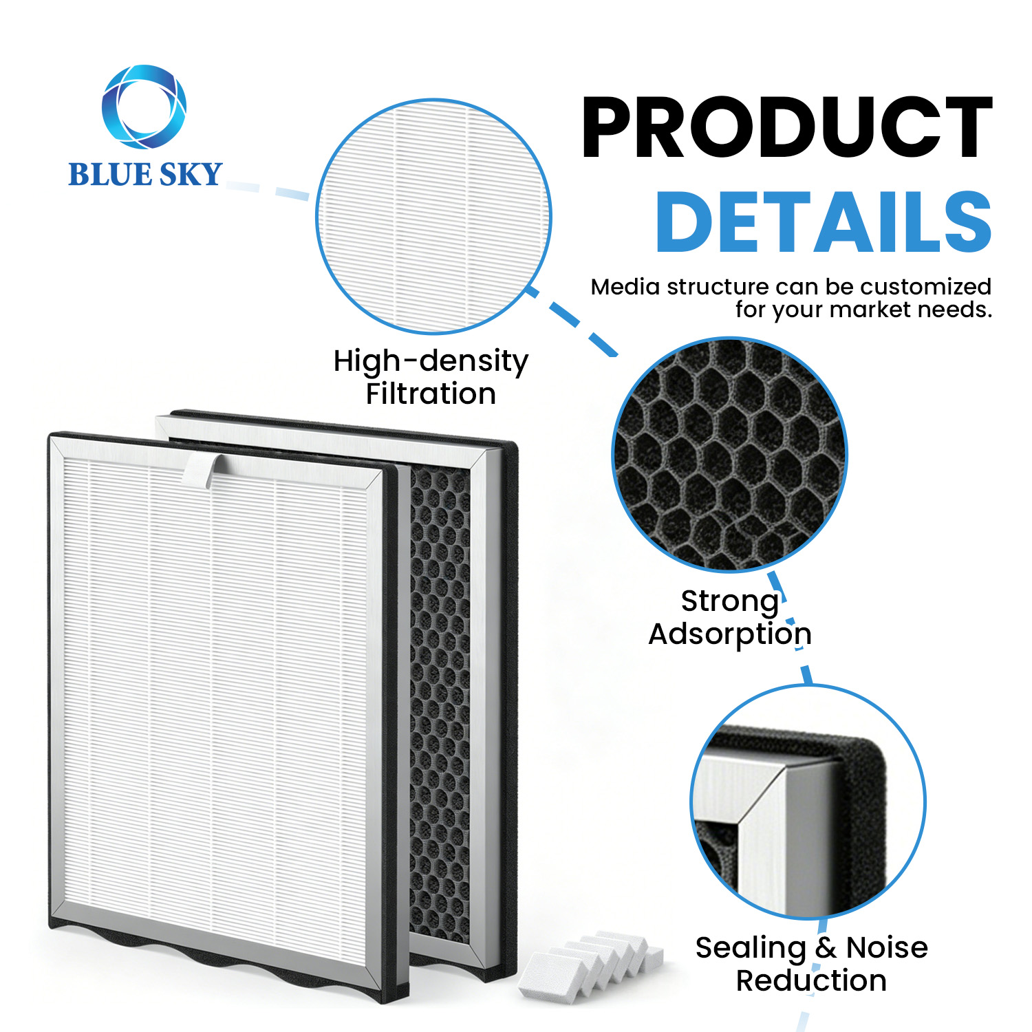 Reemplazo de filtro de carbón activado HEPA 2 en 1 compatible con purificador de aire KNKA APH4000