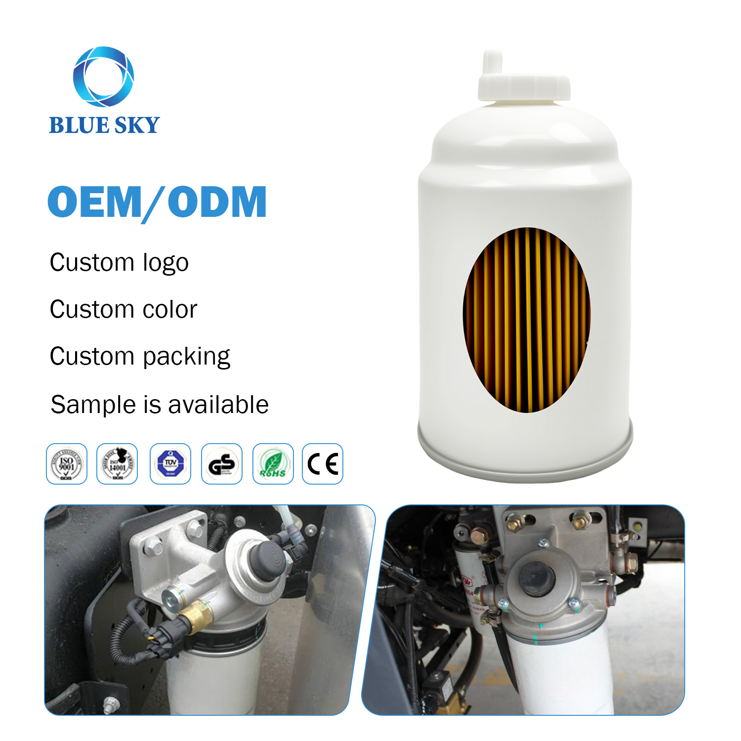 Filtro de combustible diesel de garantía de calidad del proveedor de China para motores de camiones JCB 