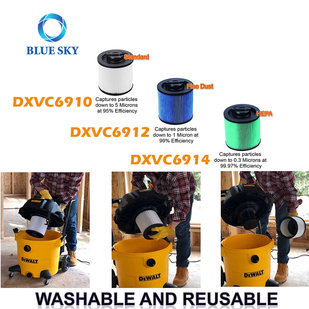 Reemplazo de filtro de cartucho DXVC6910 para filtro de polvo fino húmedo/seco DeWalt de 6-16 galones DXV06P DXV09P DXV10P