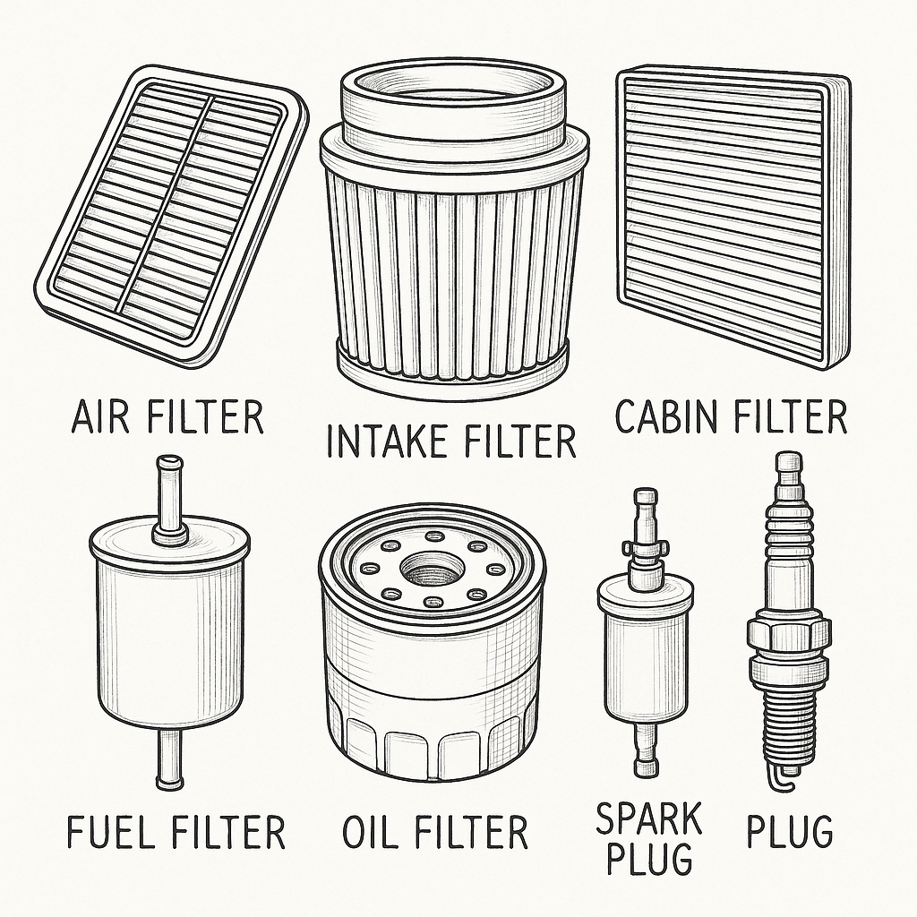Filtros de automóvil automotrices al por mayor, filtro de aire, filtro de admisión, filtro de cabina, filtro de combustible, filtro de aceite, bujía, bug