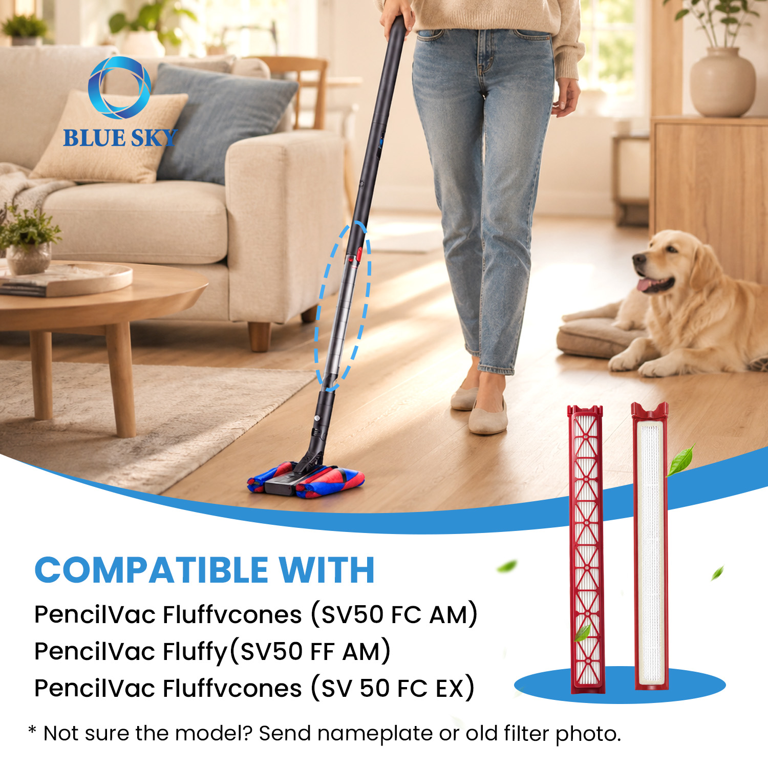 Filtro de vacío SV50 FC Compatible con piezas de aspiradora inalámbrica Dysons PencilVac Fluffycones
