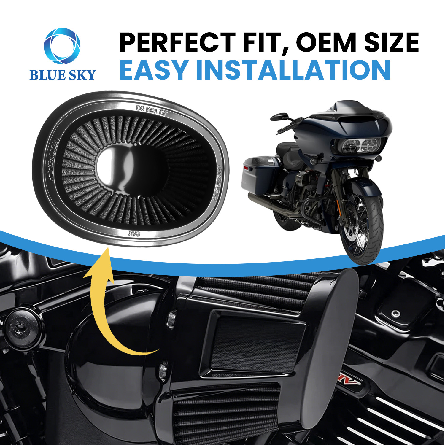 Elemento de filtro de aire 29400384 compatible con Harleys-Davidson Low Rider S ST Breakout 117 Touring CVO Entrada de ventilación pesada