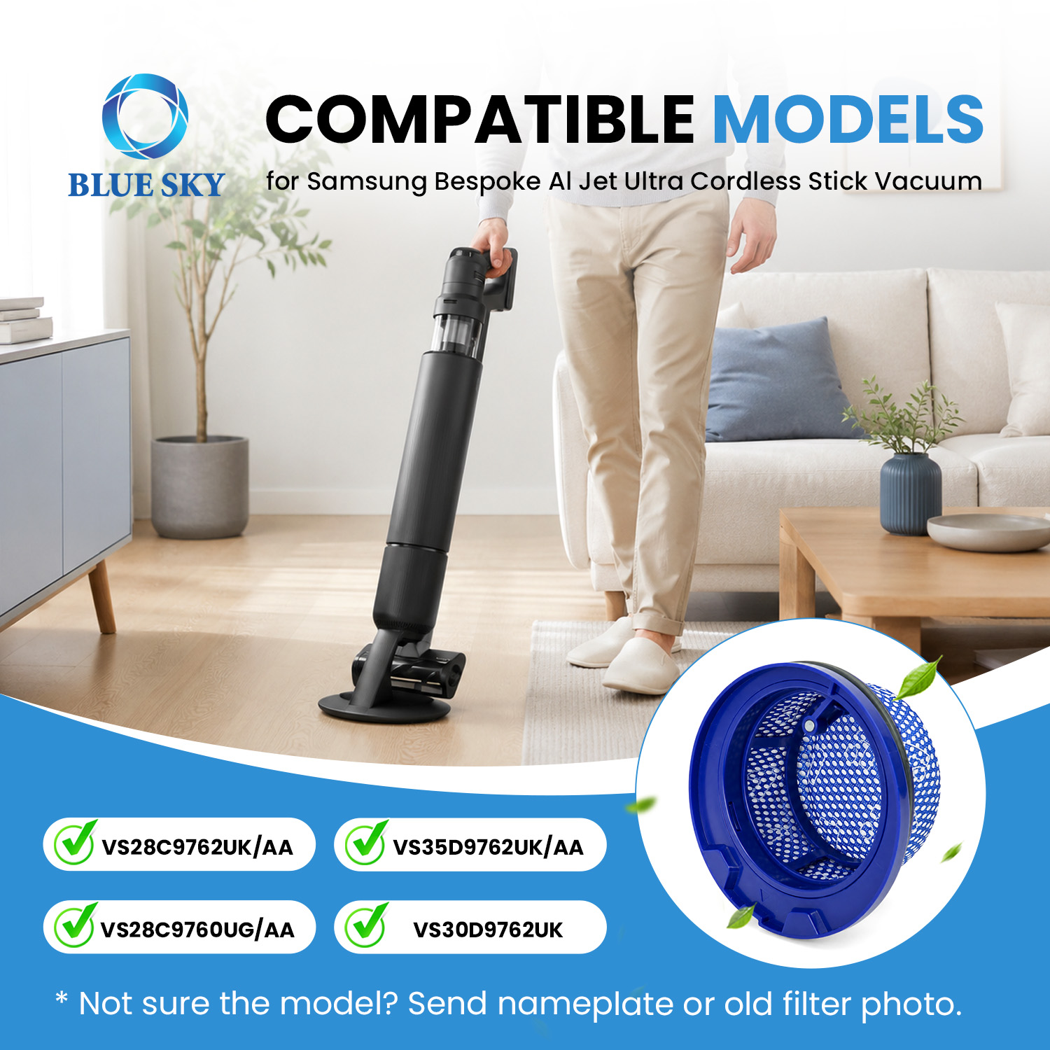 Conjunto de microfiltro lavable DJ97-03298A apto para aspiradoras inalámbricas Samsungs Jet AI a medida