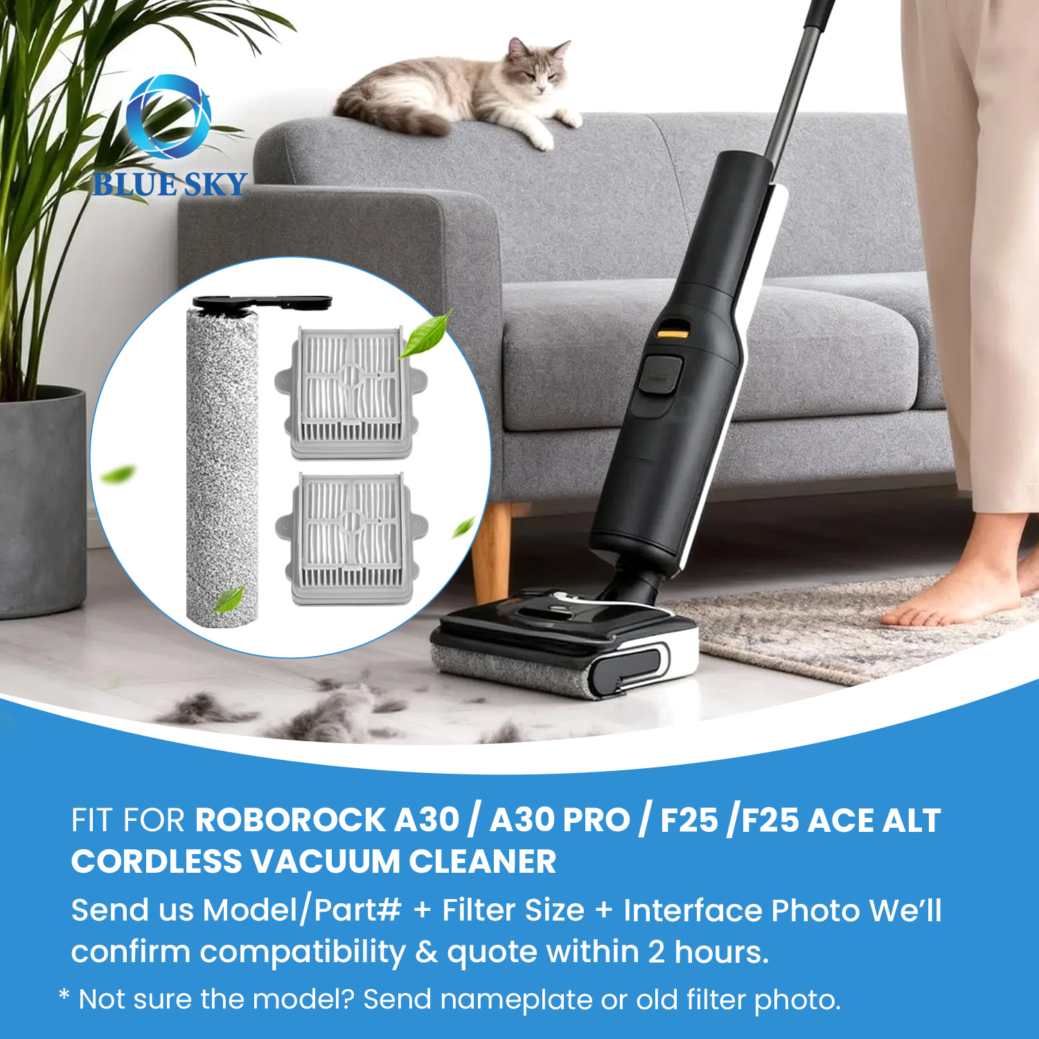 Kit de repuesto de filtro HEPA de cepillo de rodillo apto para aspiradora en seco y húmedo Roborocks A30 A30 Pro F25 F25 ACE