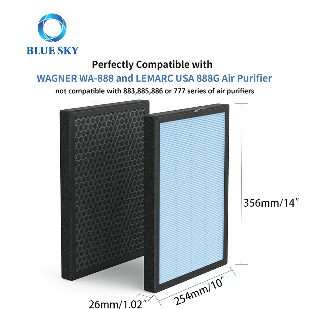 Filtro de repuesto de carbón activado True H13 para piezas de purificador de aire Wagner Suiza WA888 LEMARC USA WA888G