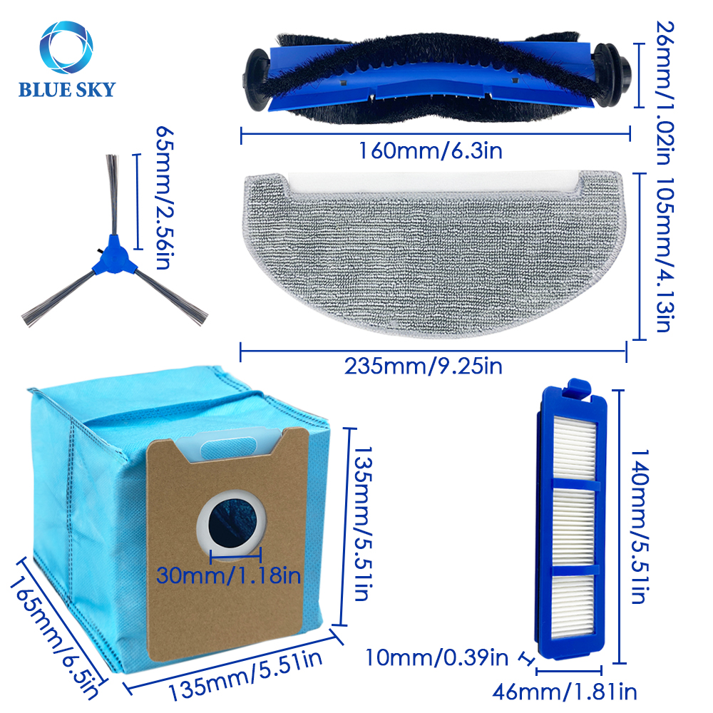 Kit de paño de mopa con filtro de Cepillo Lateral principal de repuesto para Robot aspirador Eufy Robovac G40+ /G40 Hybrid /G40 Hybrid+