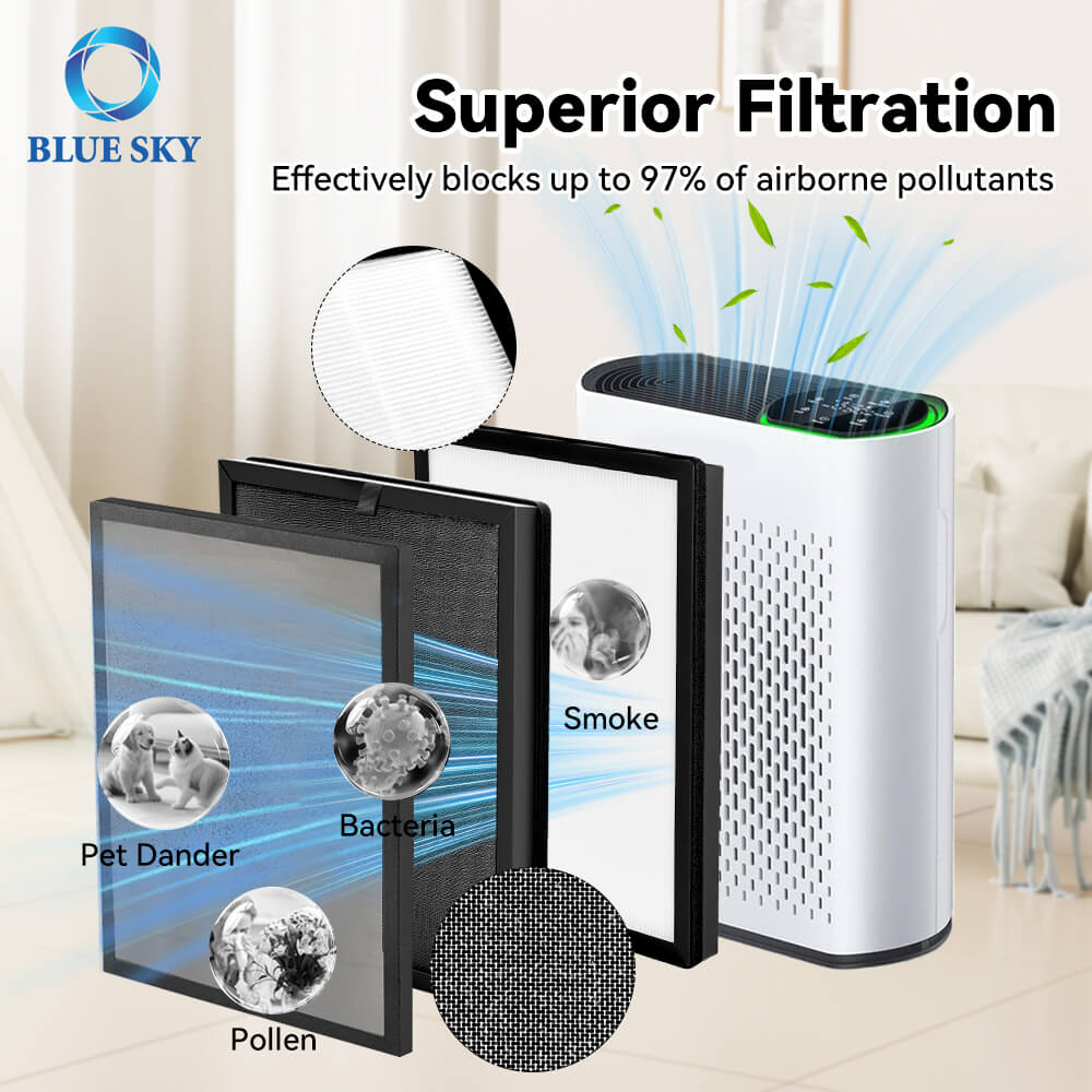 Filtro de repuesto de carbón activado HEPA HAP602 para purificadores de aire ECOSELF: eliminación de olores y partículas de alta eficiencia