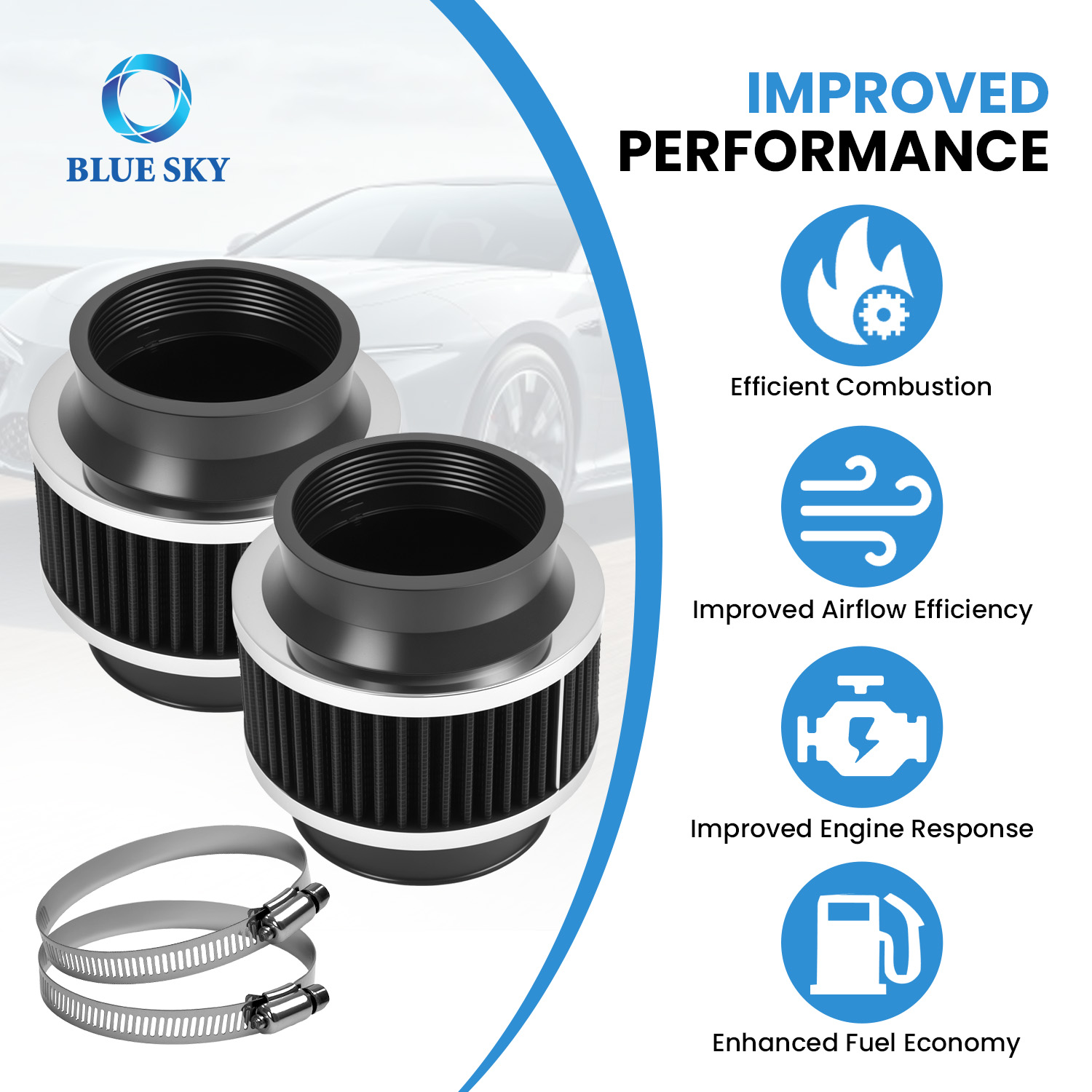 Filtro de válvula de derivación de entrada de aire frío de 2,75 pulgadas y 70 mm - Piezas universales de motor de alto flujo personalizadas disponibles