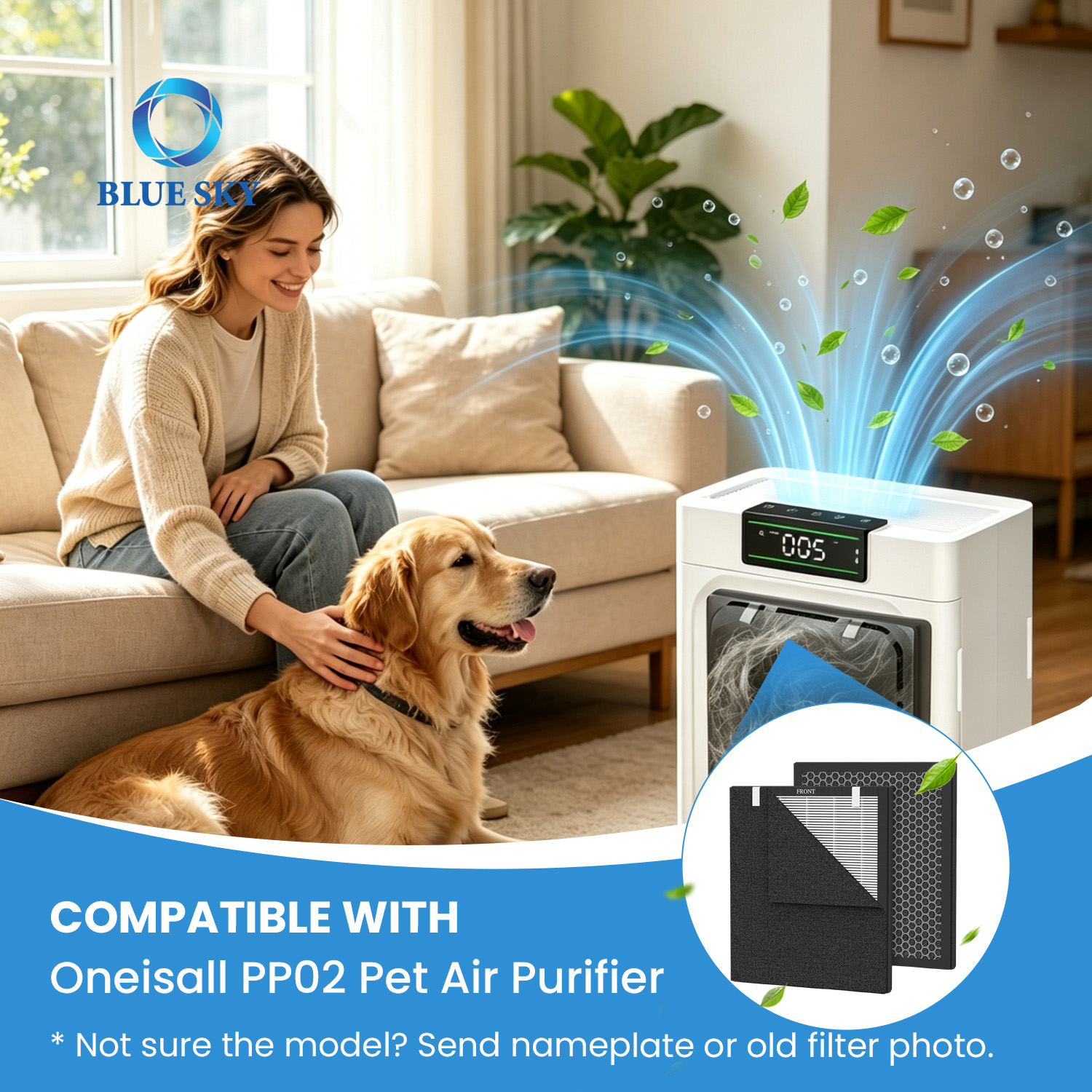 Reemplazo del filtro purificador de aire para mascotas de carbón activado HEPA H13 Compatible con Oneisall PP02