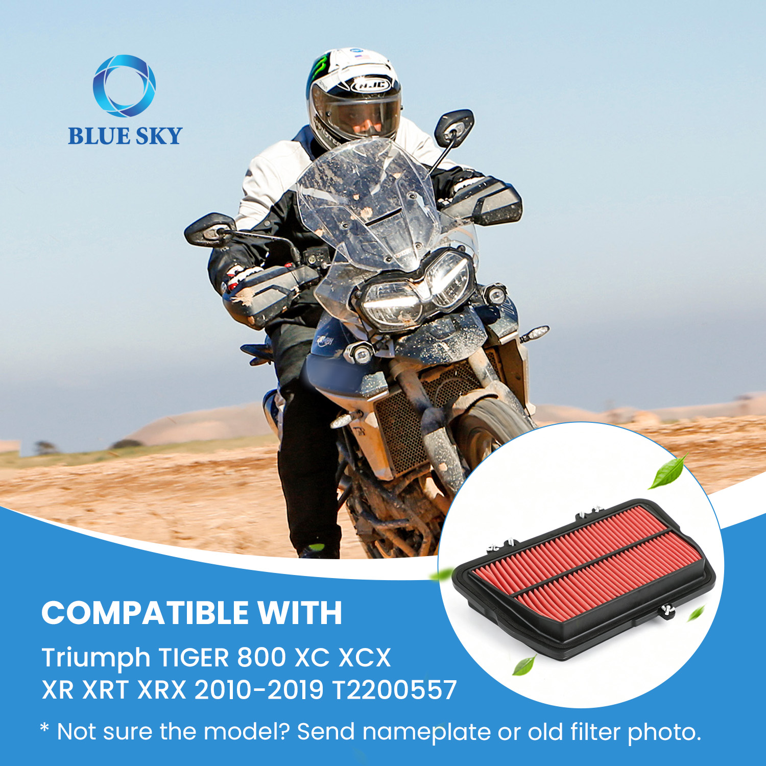 Filtro de aire para motocicleta T2200557 apto para Tigers 800 XC XCX XR XRX 2010-2019 personalizado disponible