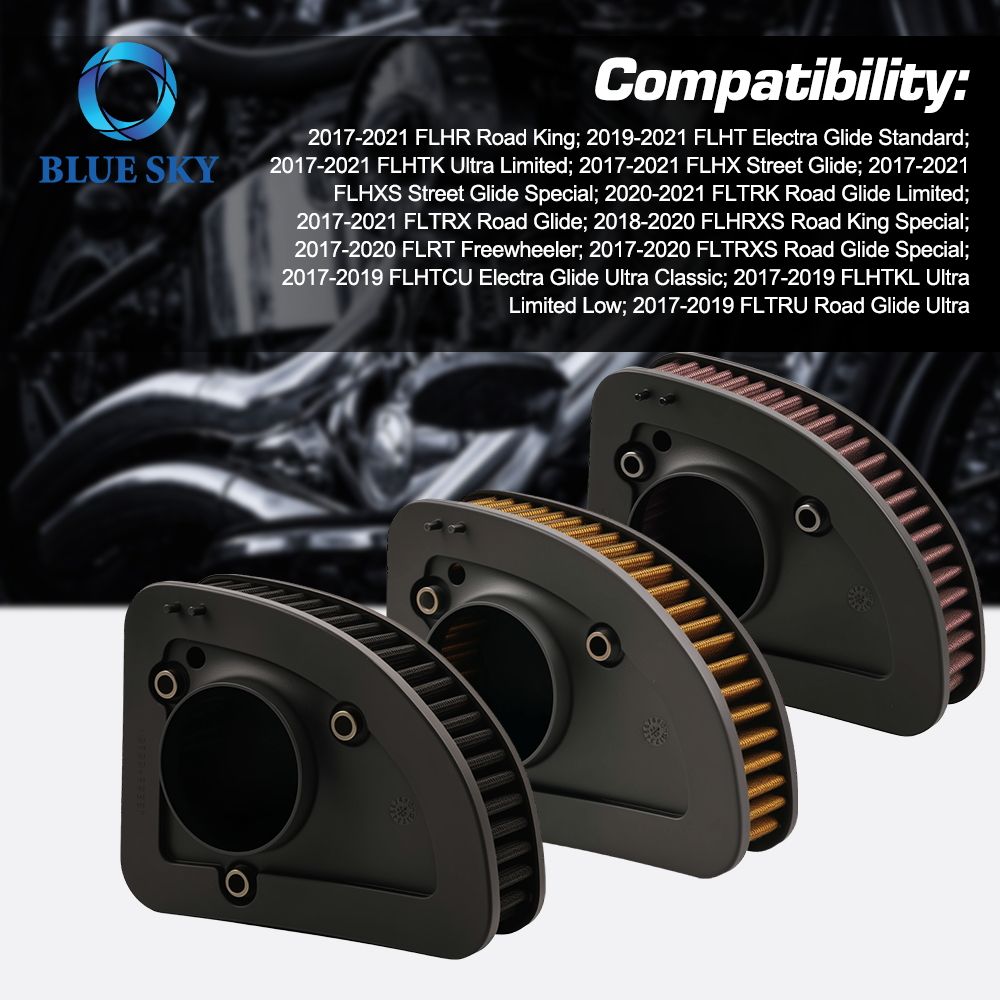Filtro de aire de motor de alto flujo de aire personalizable HD-1717 29400212 Reemplazo para HARLEY Touring Street Glide 2017-2023