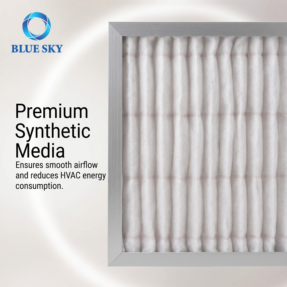 Filtro de aire de panel de fibra sintética plisada con marco de aluminio para sistemas de ventilación HVAC AHU G3 G4 personalizado disponible