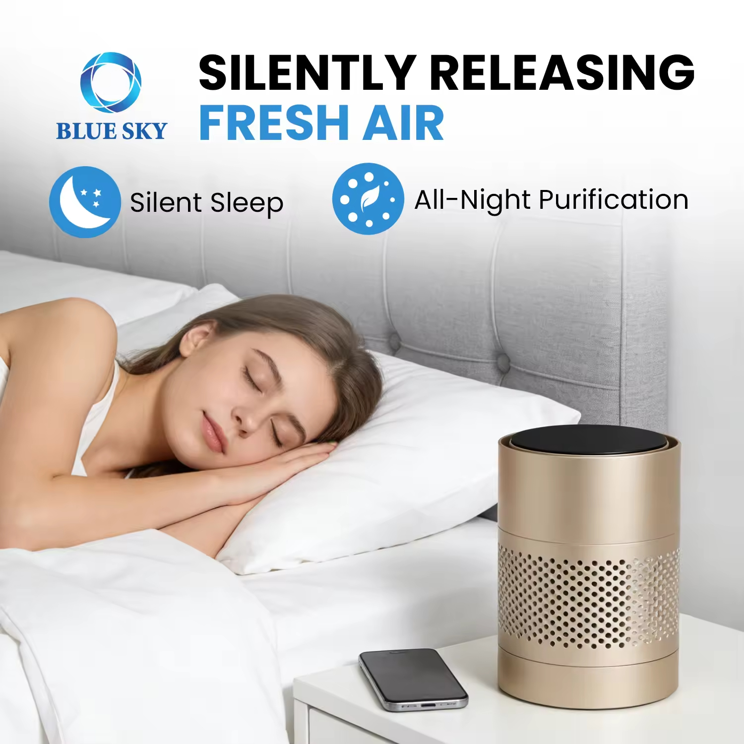 Purificador de aire UV-C para el hogar y la oficina - Limpiador de aire HEPA con función de esterilización