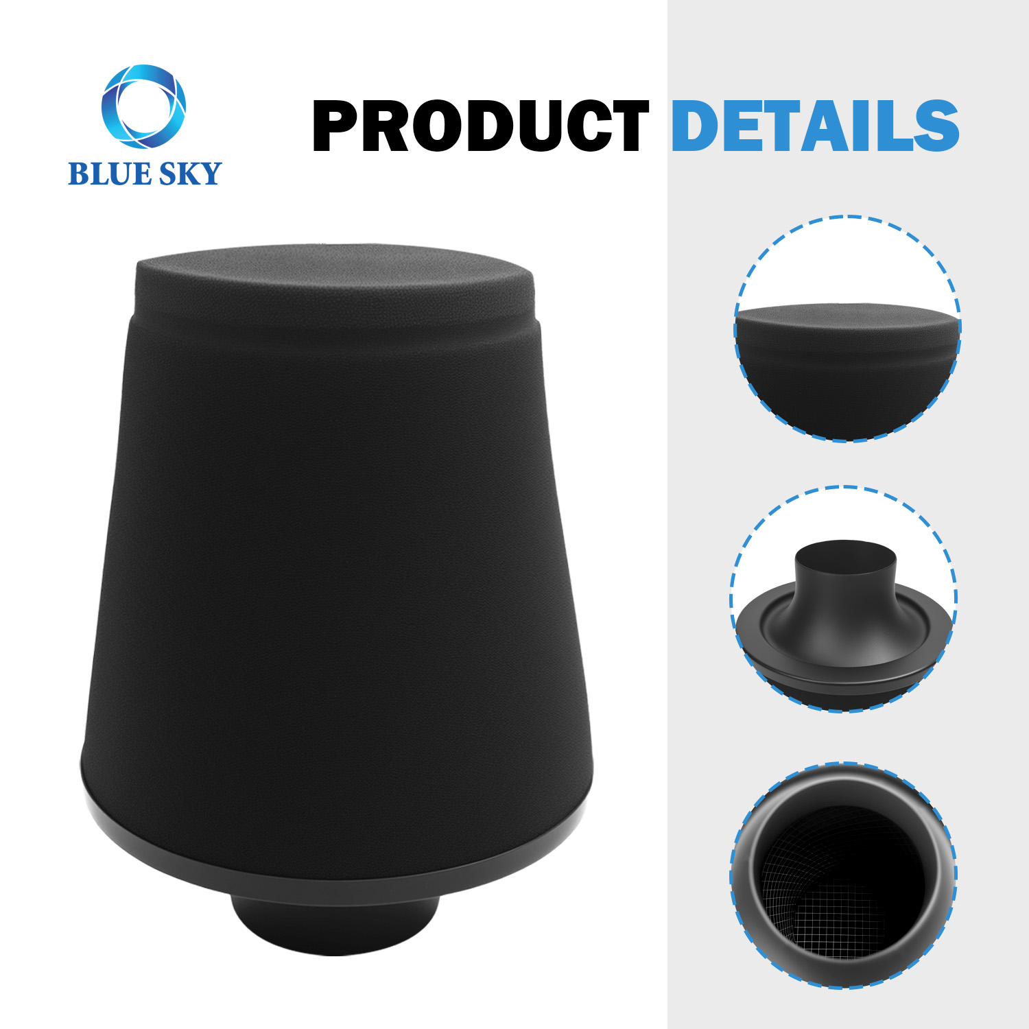Filtro de aire de automóvil universal de 74 mm, reemplazo de filtro automático personalizado de hongos
