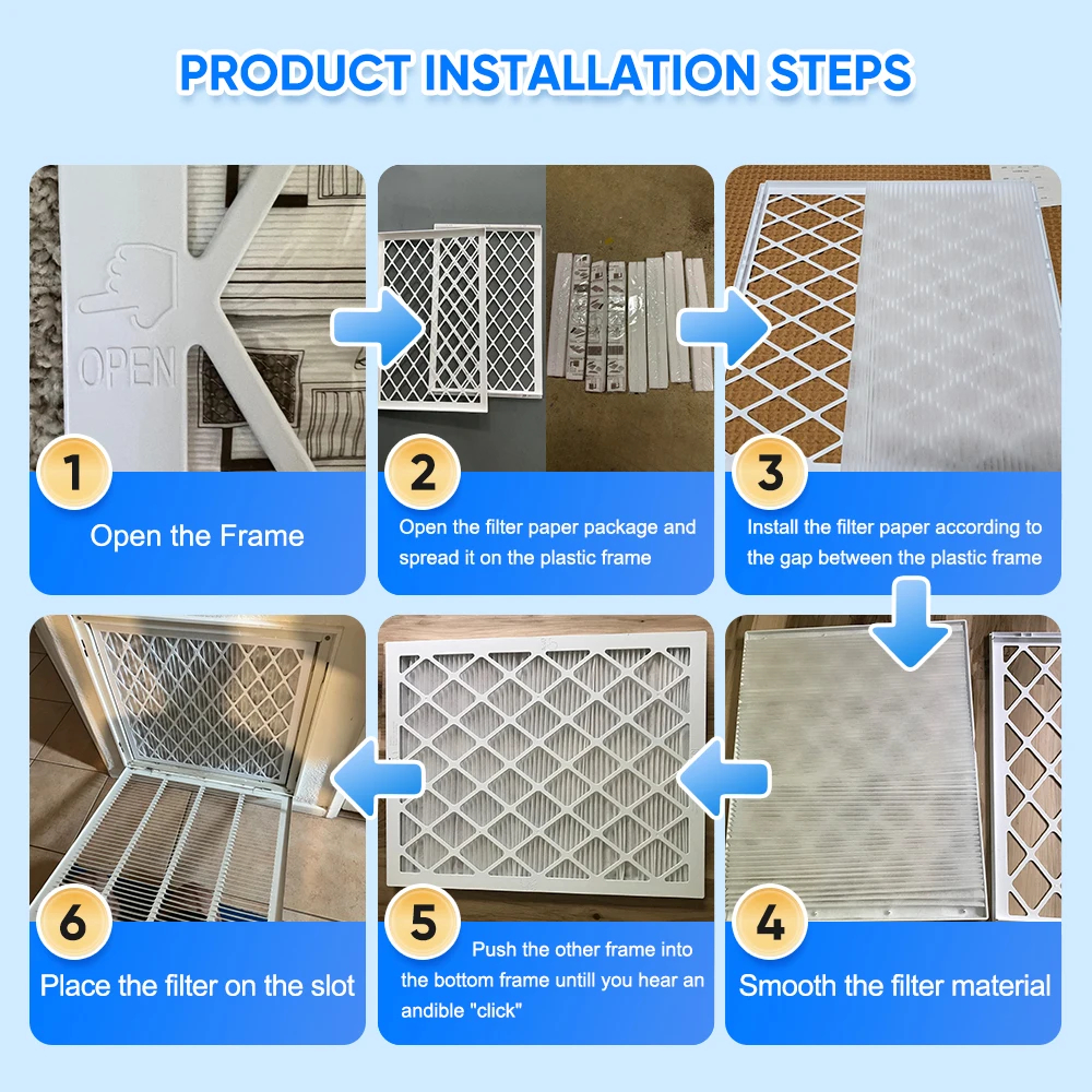 Filtros plásticos reutilizables de la HVAC del aire acondicionado del plisado del marco