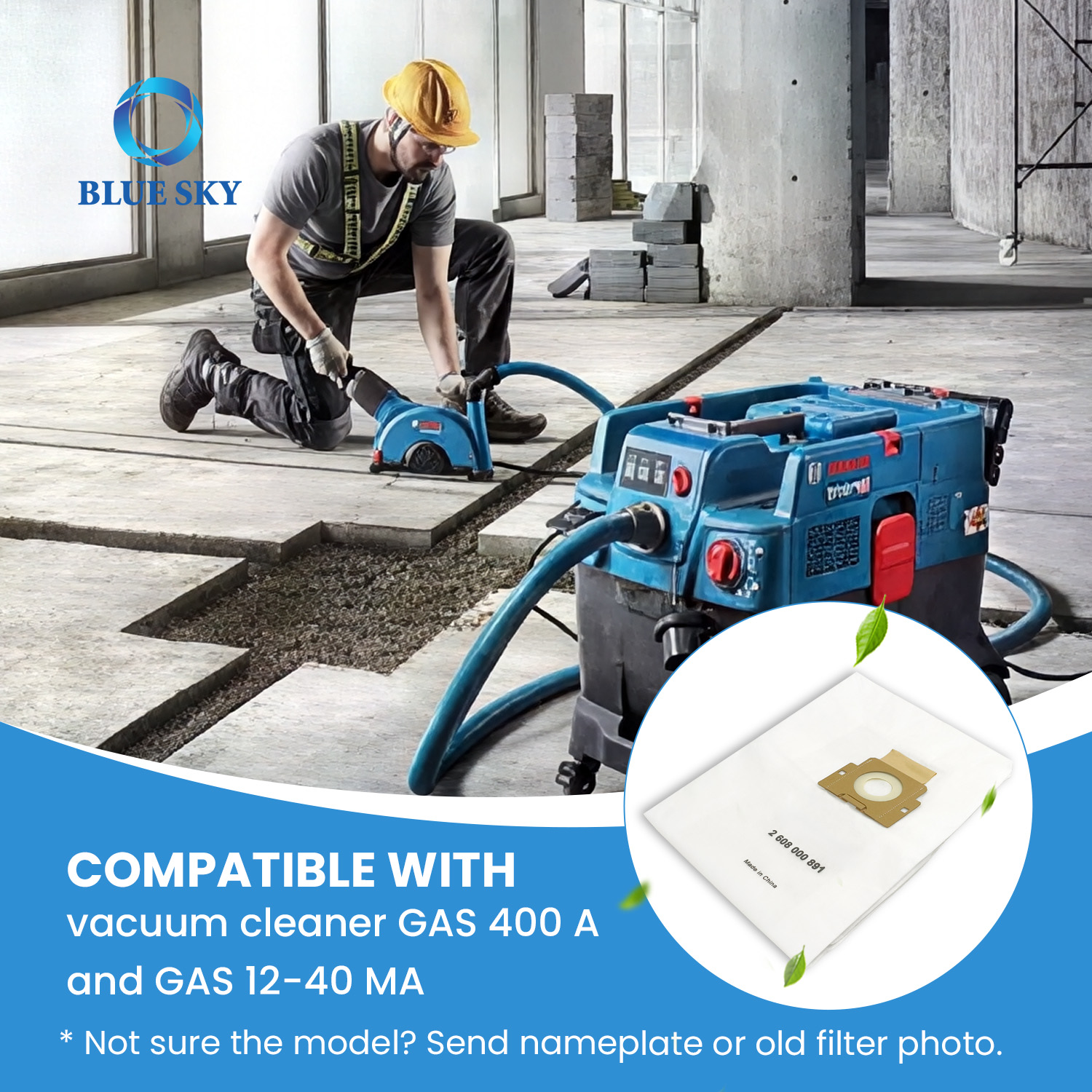 2608000891 Compatible con Aspiradores Industriales Boschs GAS 400 A y GAS 12-40 MA