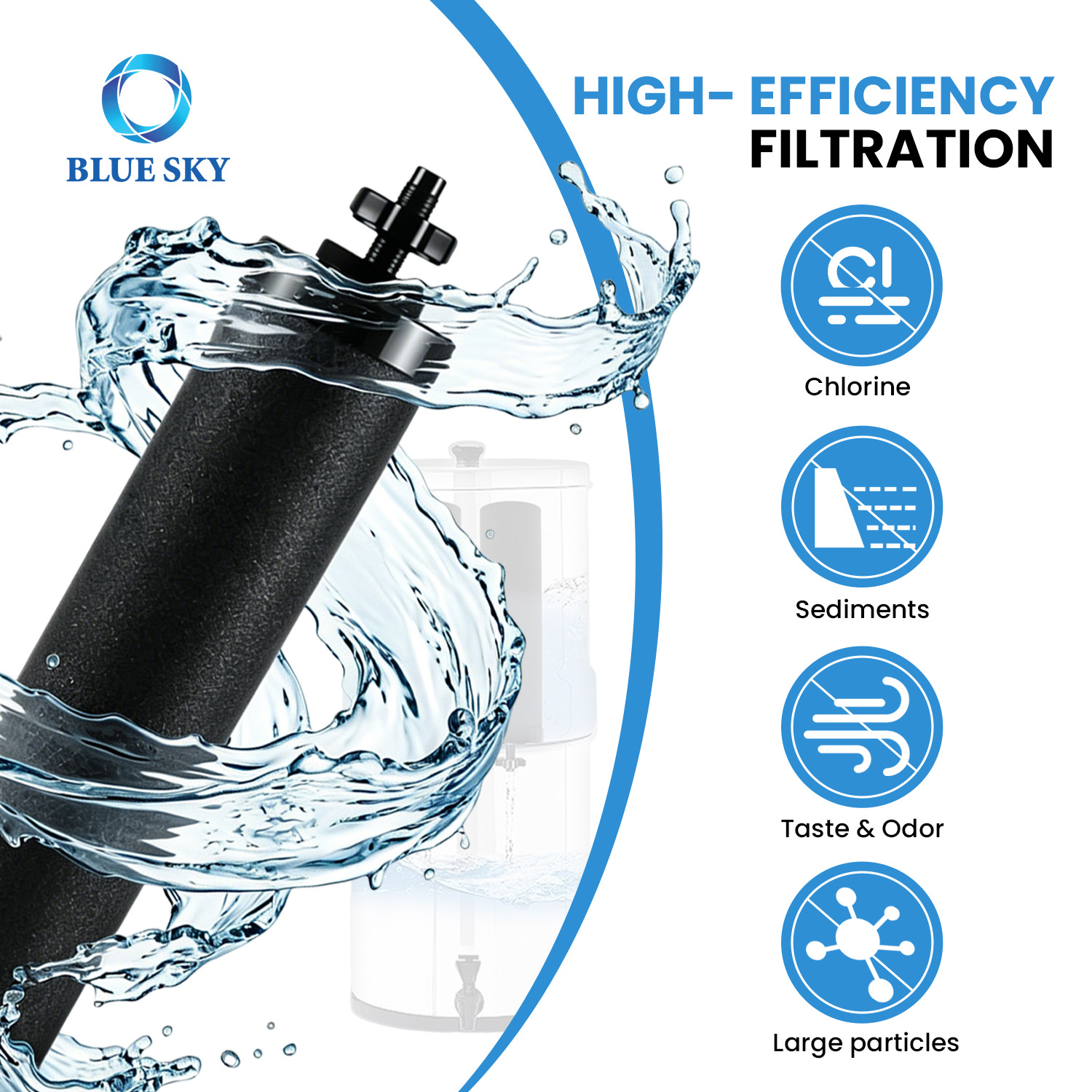 Filtro de agua de carbón activado BB9-2 Compatible con el elemento filtrante de repuesto del sistema de filtración por gravedad Berkeys