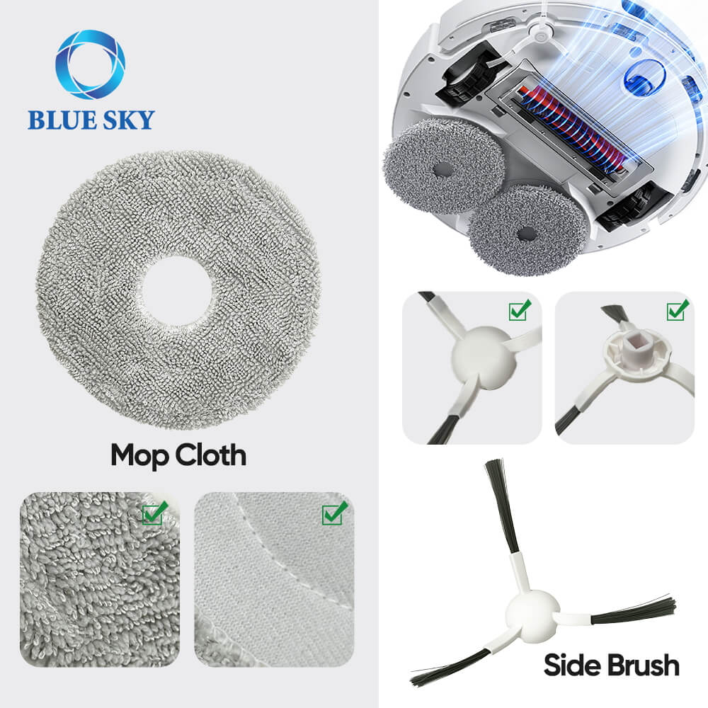 Accesorios adecuados para Xiaomis Mijia M30S D103CN Robot Vacuum, filtro Hepa de piezas de aspiradora, cepillo principal, cepillo lateral, mapa de mopas, bolsa de polvo