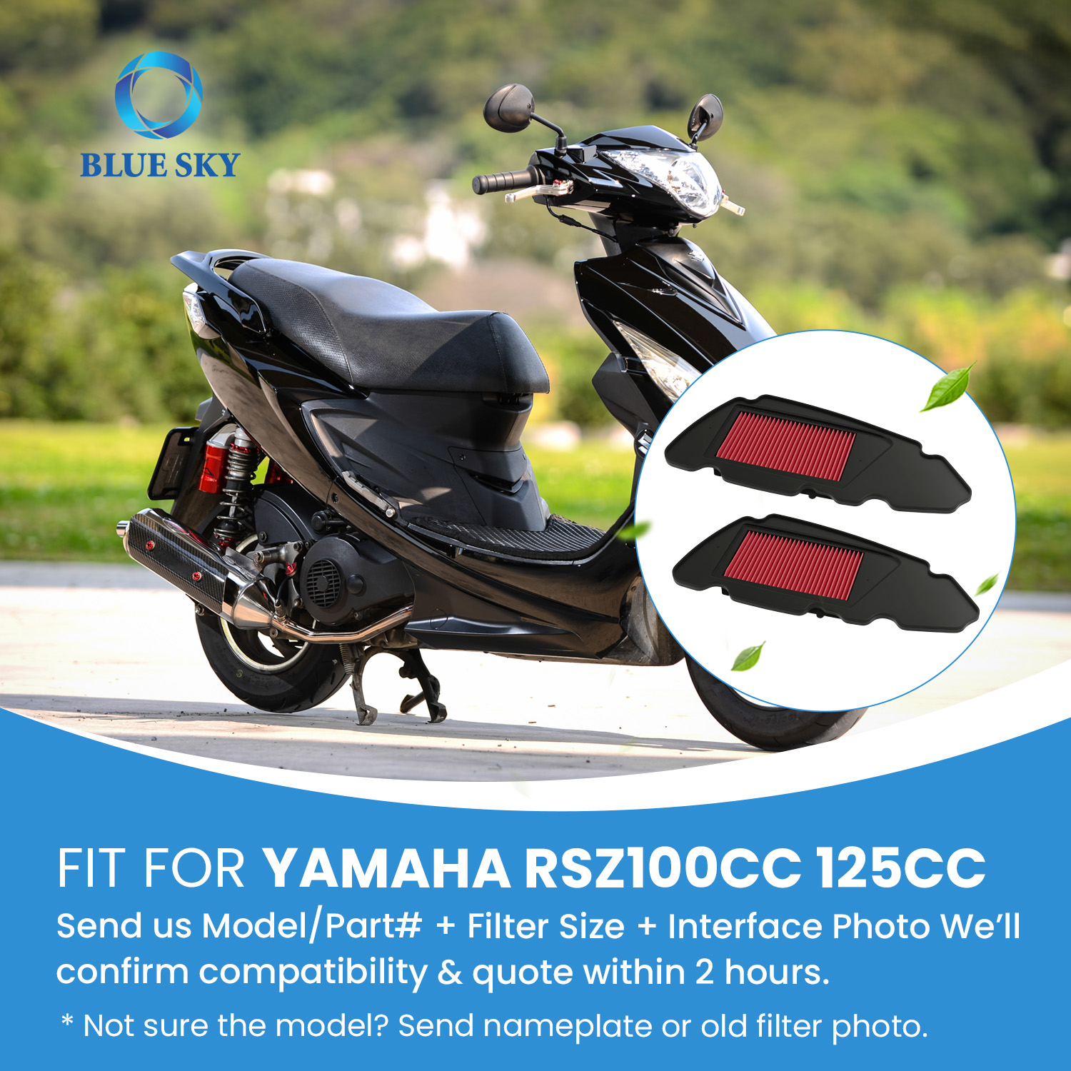 Filtro de aire reutilizable de alto flujo para motocicleta A417 para Yamahas RSZ 100cc limpiador para admisión reemplazo personalizado disponible