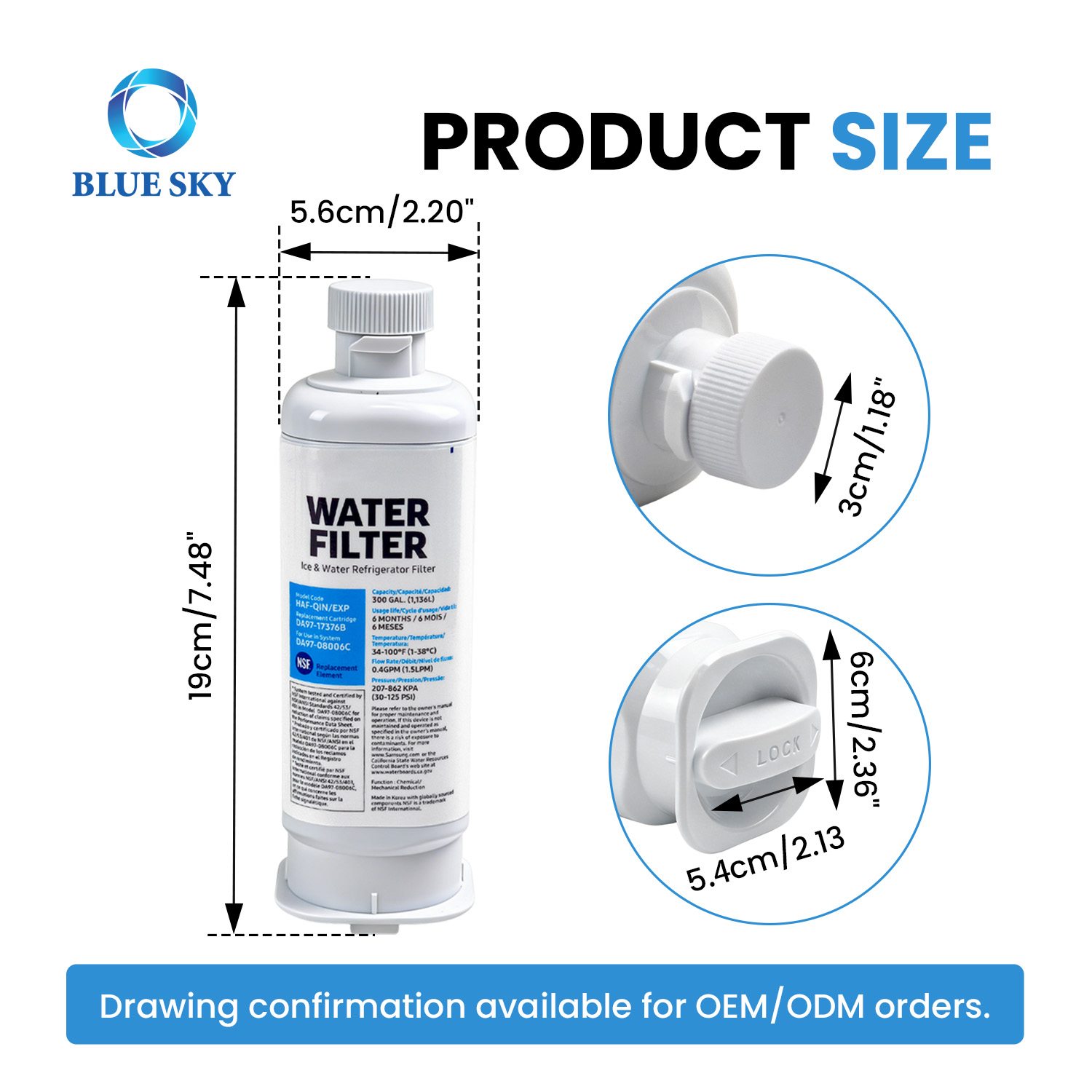 Reemplazo del filtro de agua del refrigerador Compatible con DA97-08006C HAF-QIN EXP RWF4200A personalizado disponible