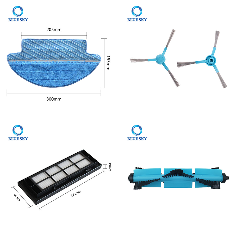 Repuestos de almohadilla de fregona con filtro de Cepillo Lateral de cepillo principal para aspiradoras Robot Conga 3090