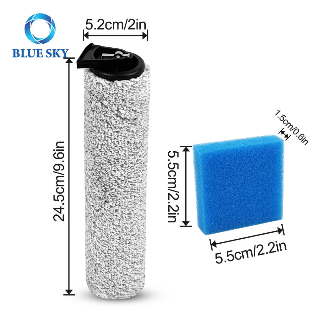 Kit de repuesto de filtro y rodillo de cepillo para aspiradora en seco y húmedo Eureka New400 / New400 Gen2