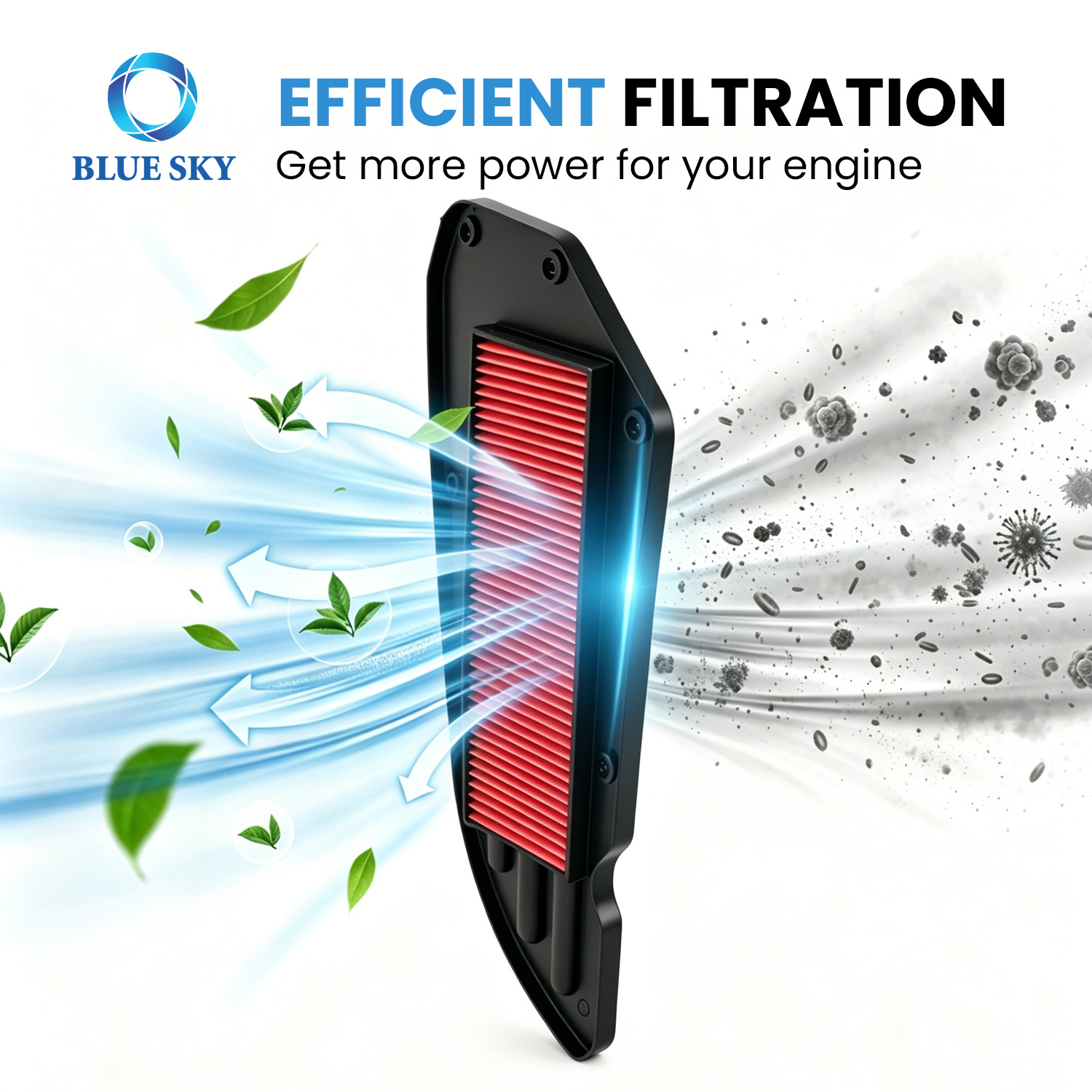 Reemplazo de filtro de aire para motocicleta de alto flujo para filtro de entrada de aire del motor KYMCO Downtown 300/300i/350/350i