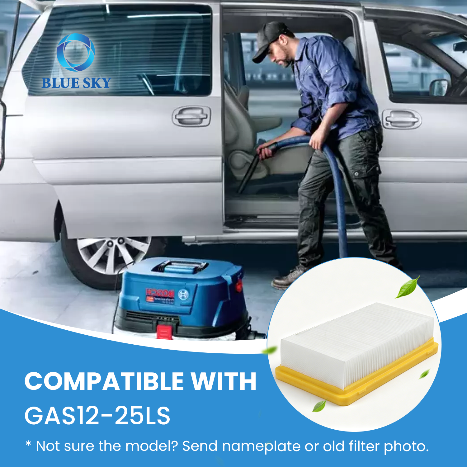 Reemplazo de filtro plisado plano 2608001245 apto para Boschs GAS 12-25 LS