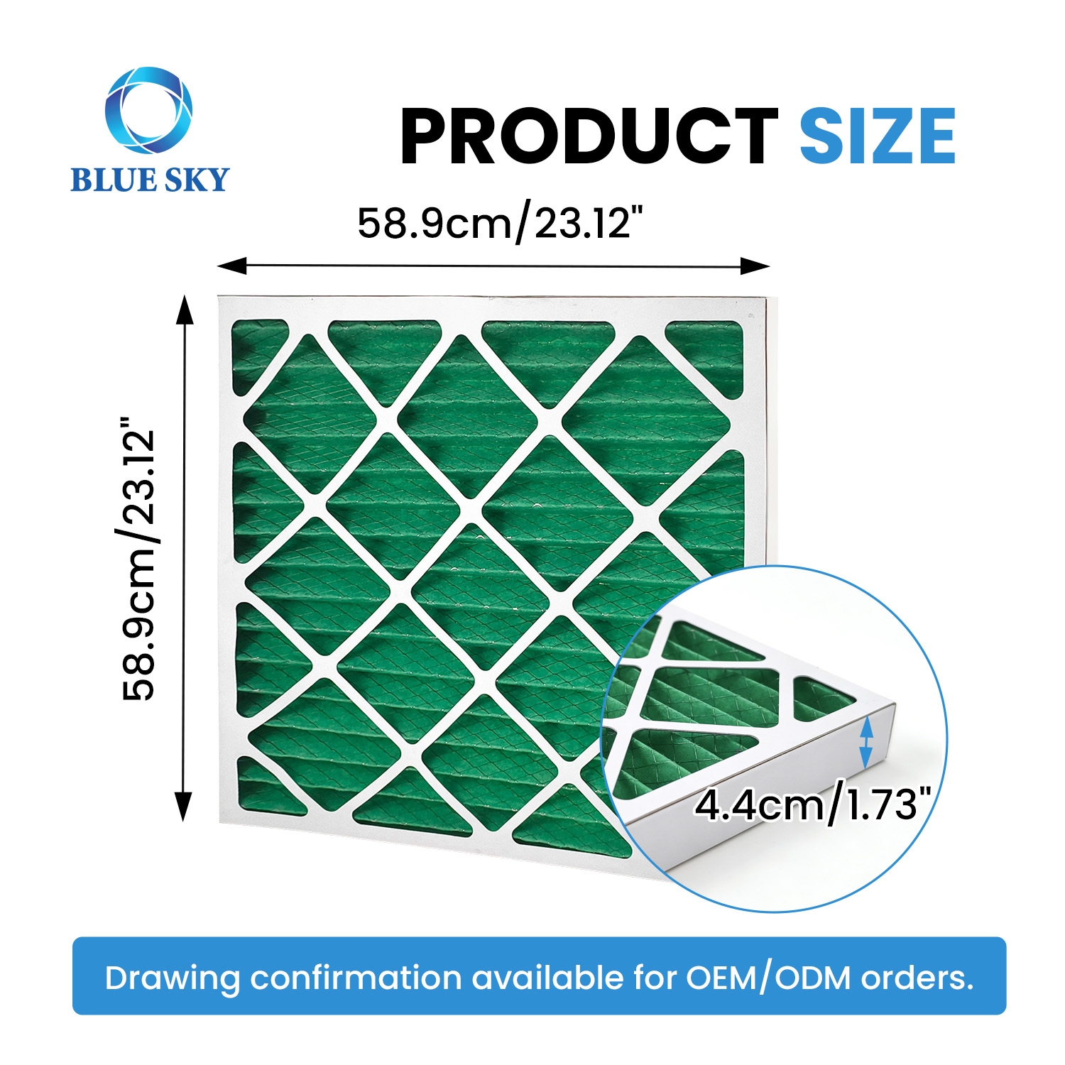 Pulgada plisada del filtro de aire del panel G4 24x24x2 para el sistema de ventilación HVAC 