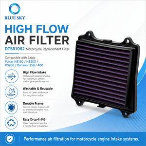 Filtro de aire de motocicleta de alto flujo DT581062 compatible con Bajajs Rouser Pulsar RS200 NS160 NS125 Dominar 250 400