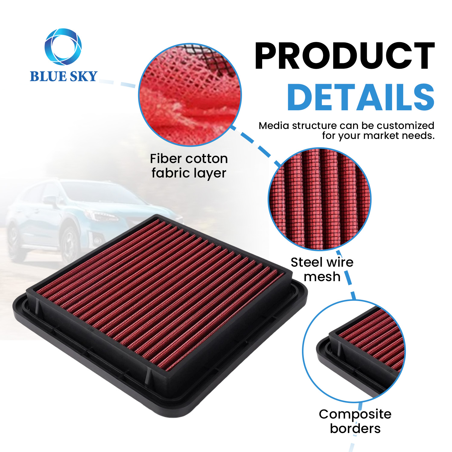 33-2304 Filtro de aire de repuesto compatible con Subarus Legacy GT 2005-2008, WRX y WRX STI 2008-2011