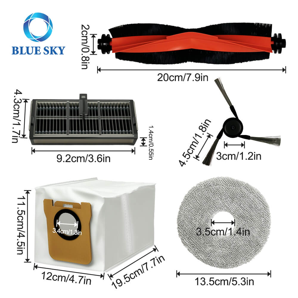 Reemplazo de piezas de aspiradora para Xiaomi M40 Robot Vacuum D110cn, Bolsa de polvo de cepillo de filtro y tela de trapeador