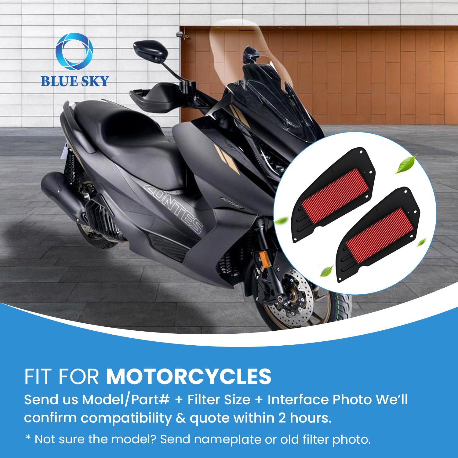 Reemplazo de filtro de aire para motocicleta de alto flujo para filtro de entrada de aire del motor KYMCO Downtown 300/300i/350/350i