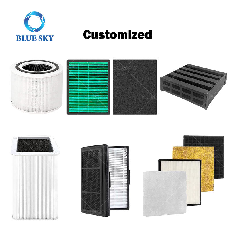 Filtro de cielo azul OEM ODM Filtro de aire HEPA de panel de cartucho de carbón activado personalizado para piezas de purificador de aire