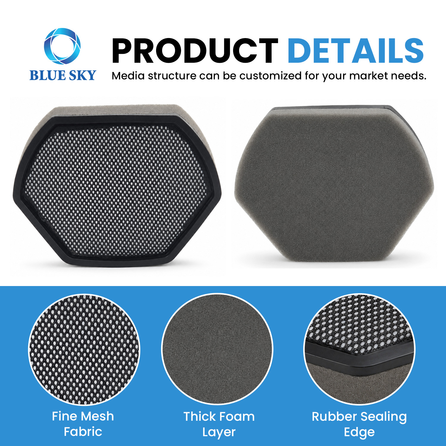 Filtro de protección de Motor de espuma lavable 12012937 apto para aspiradoras Boschs personalizado disponible