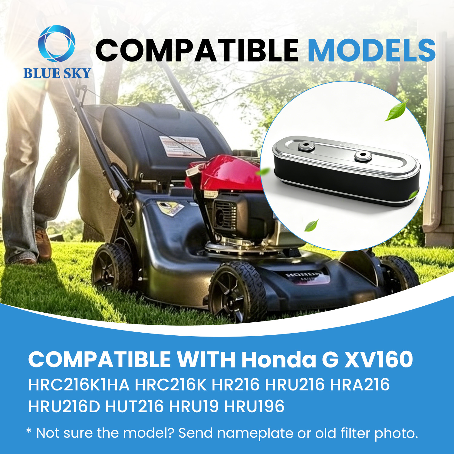 Reemplazo de filtro de aire apto para motor de cortacésped Hondas GXV160UH2 HRC216K3, reemplaza 17210-Z1V-003 17211-ZE7-W03