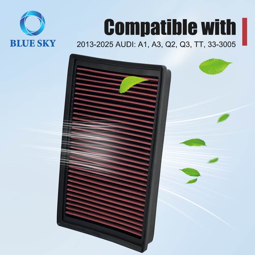 Proveedor de filtro automático al por mayor, filtro de aire de motor de alto flujo, filtro de cabina 33-3005 para 2013-2025 Audi A1, A3, Q2, Q3, TT