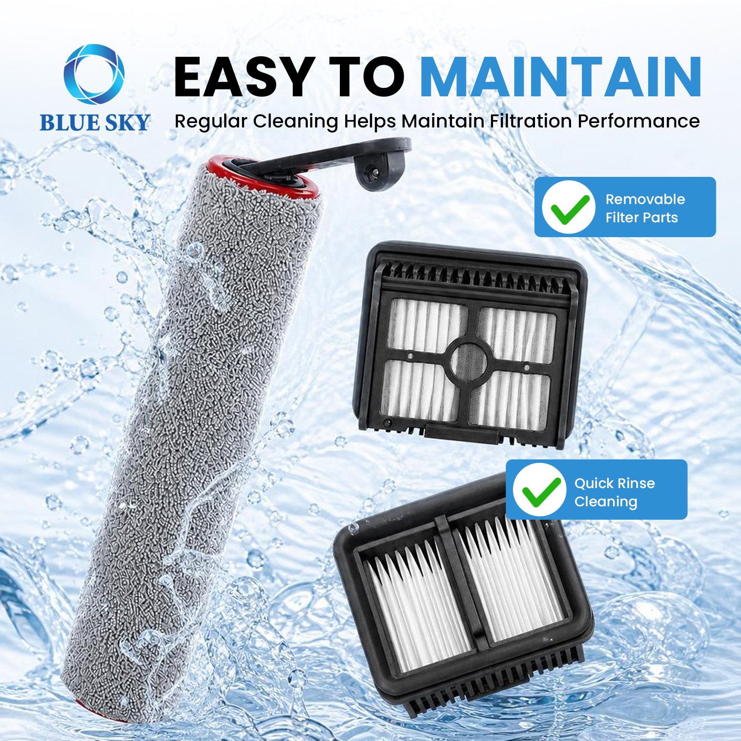 Kit de cepillo giratorio y filtro HEPA compatible con aspiradoras en seco y húmedo Dreames H12 Pro FlexReach H12 Pro FlexLite