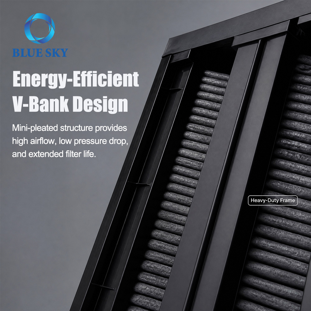 Filtro de aire de carbón activado V-Bank para HVAC y AHU personalizado disponible