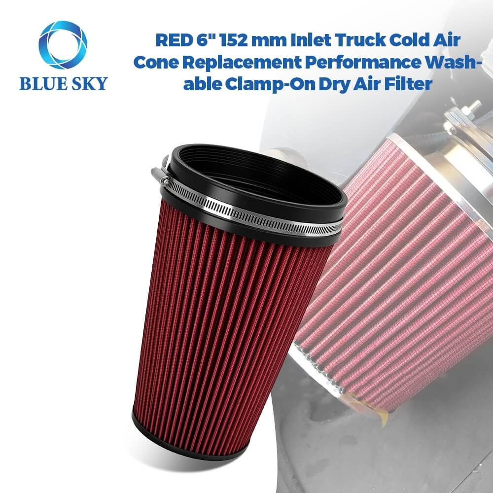 Proveedor de filtros profesional Filtro de aire universal de alto flujo de 6 pulgadas - Reemplazo del filtro de entrada de automóvil de rendimiento de entrada de 152 mm