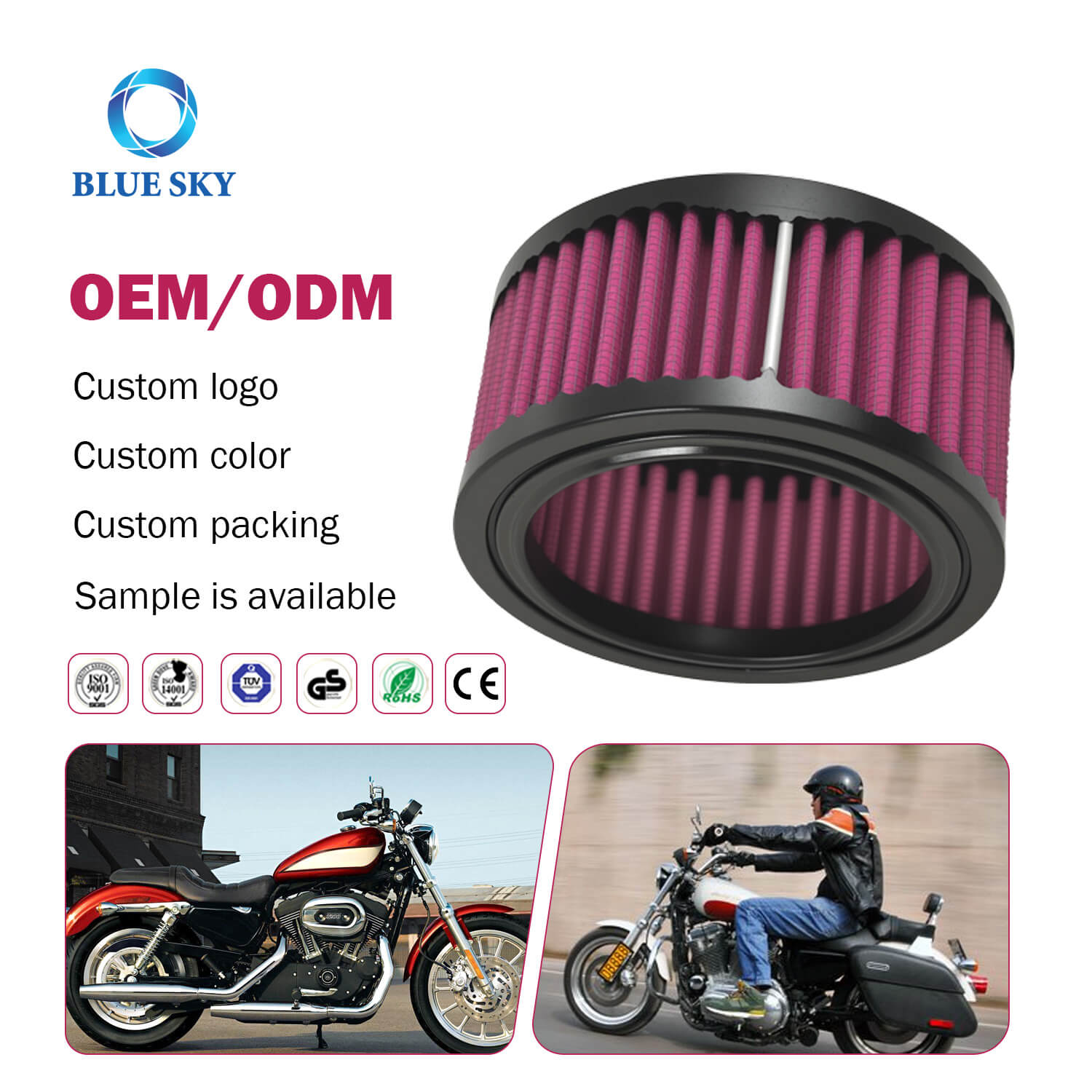 Filtro de aire de rendimiento para Harley Davidson Sportster 883/1200