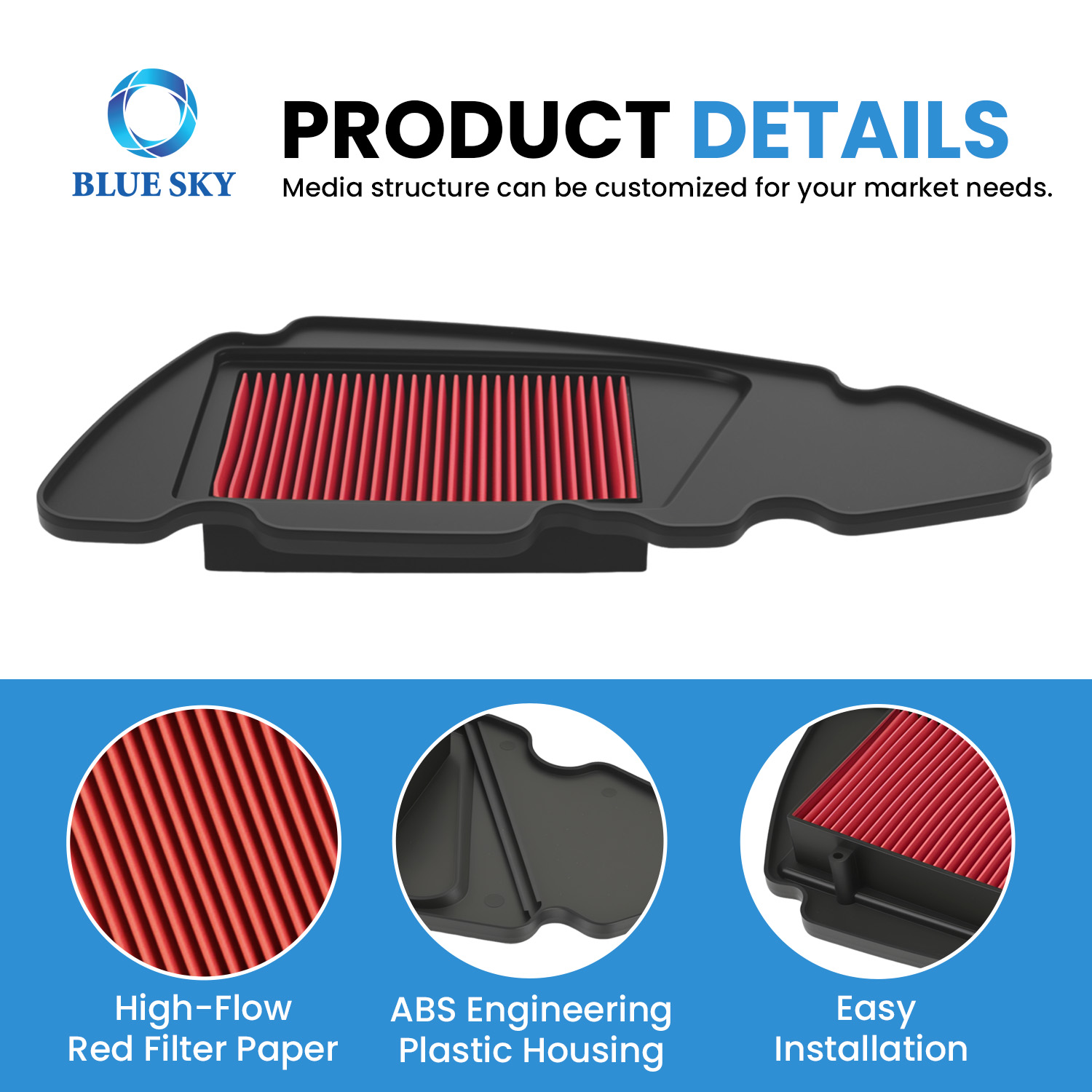 Filtro de aire reutilizable de alto flujo para motocicleta A417 para Yamahas RSZ 100cc limpiador para admisión reemplazo personalizado disponible